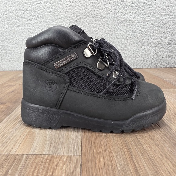 Timberland Euro Hiker Boots Toddler Size 9 Black Leather‎ Ankle Lace Up - Picture 1 of 8